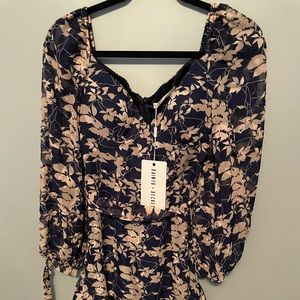 New with tags, NWT, navy print mini dress, size small